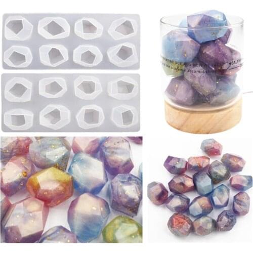 Crystal Epoxy Resin Mold Irregular Geometric Faceted Gemstone Crystal Spar Ore Night Light Mirror Silicone Mold