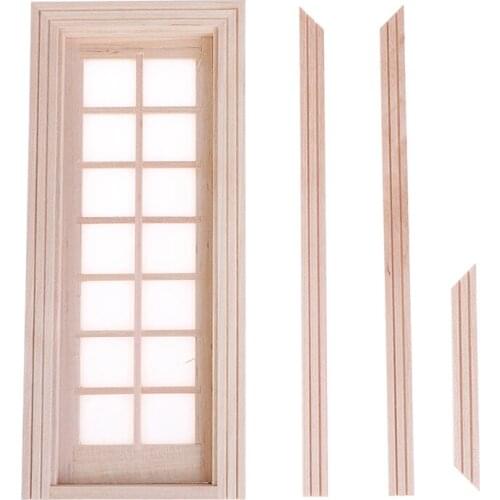 DIY 1:12 Dollhouse Miniatures Door Unpainted Doll House Furniture Toys Room Item Wood color