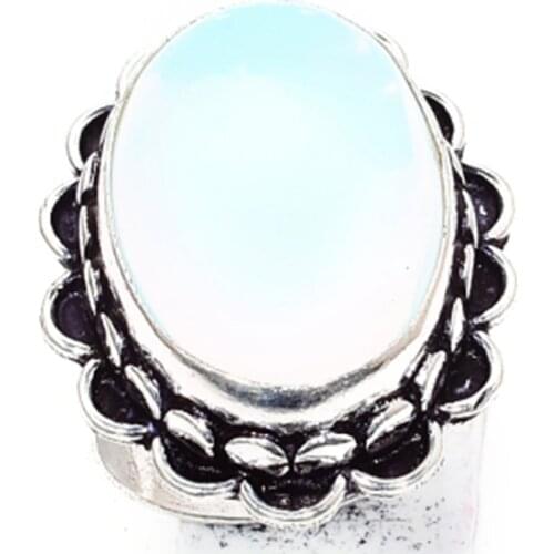 Opalite Ring Silver Overlay over Copper, USA Size 6.75 , R5762