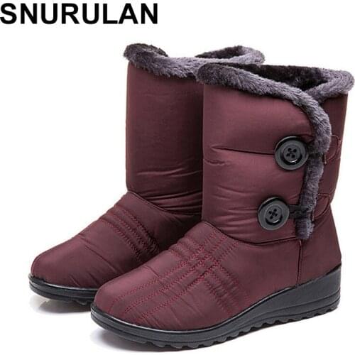 SNURULAN 2019 winter womens boots; boots to the middle of the calf; high waterproof womens winter boots; womens plush shoes