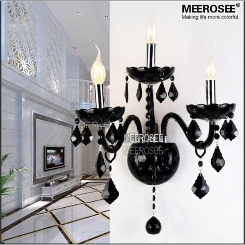 Modern Crystal Wall Bracket Bra Lamp Retro Black Crystal Wall Light Glass Arms Wall Lighting Fixture for Restaurant Lustre