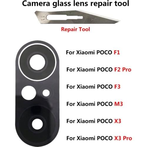 10Pcs/Lot For Xiaomi PocoPhone F1 F2 F3 M3 Pro Rplacement Back Rear Camera Glass Lens with Glue For Redmi K30 Pro / Poco X2 X