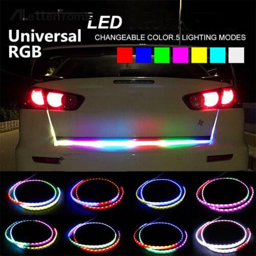 120cm LED Strip For Car RGB Tailgate Trunk Turn Signal Light Bar Strip Colorful Flash Water Running Reverse Lamp #280799