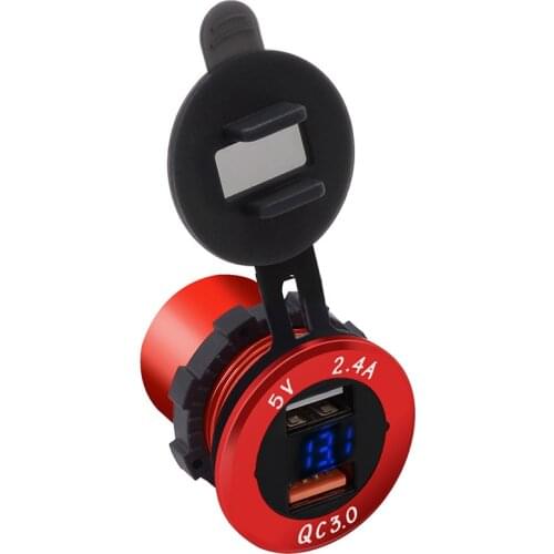 Cross-border WUPP Smart Car Charger Aluminum Alloy Car Mobile Phone Charger Digital Display QC3.0 Fast Charge Dual USB Combo