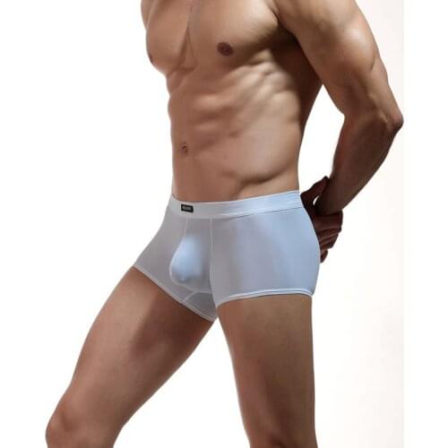 Mens underwear boxer ice silk breathable man pants large bag U convex fun underwear slip homme boxershorts men cueca boxer