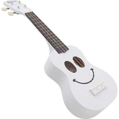 Ukulele 21 Inch White Smiling Face for Beginners Unisex Home-Schooling