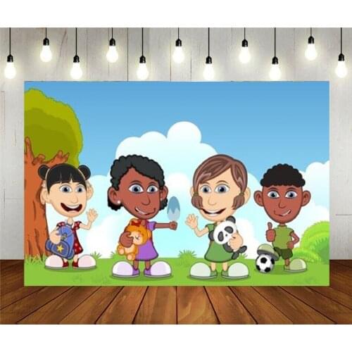 Photo Studio Props Photography Backdrop Children Playing In The Park Ball Cartoon Vinyl Background Baby Kids Birthday Party