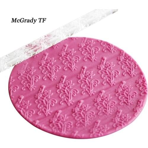 DIY Flower Textured Embossing Rolling Pin Transparent Embossing Fondant Tools Flower Embossing Cake Decorating Tool Rolling Pin