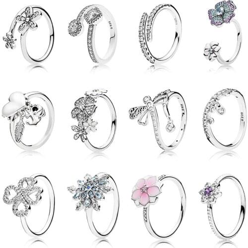 Kakany Four-leaf Clover Flower And Heart-shaped High-end Zircon Ring Original High Quality 1:1 925 Silver Female Engagement Ring