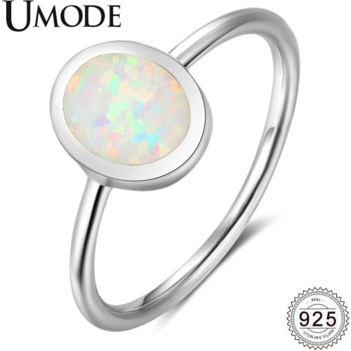 UMODE White Oval Natural Fire Opal 925 Sterling Silver Rings Wedding Ring for Women Romantic Fine Jewelry joyas de plata ULR0708