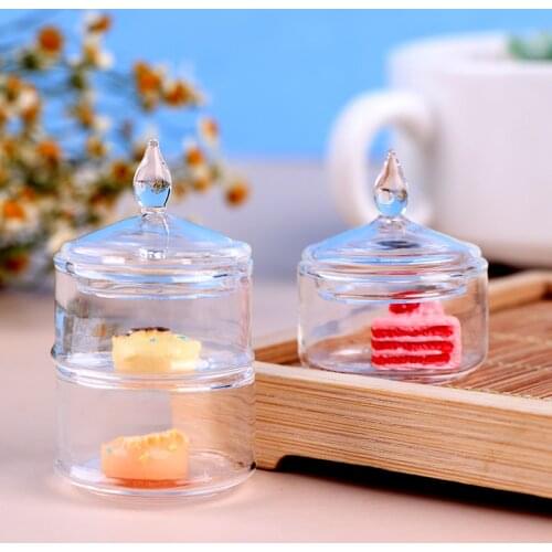 1Pcs 1/2/3 Layer 1:12 Dollhouse Miniature Candy Jar Food Dessert Can Doll House Decor
