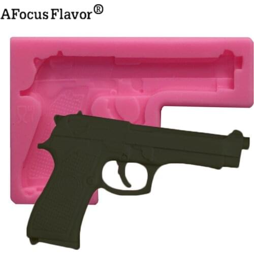 1Pcs 3D Pistol Gun Toy fondant Chocolate cake Cupcake soap clay Silicone Mold Cooking baking handmade DIY gift decoration tools