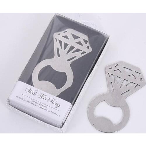 100 PCS Diamond Ring Wine Beer Bottle Openers Wedding Favors And Gifts Steel Bottle Opener For Home Kitchen Bar Tools SN1805