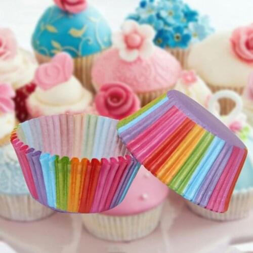 100pcs Colorful Cupcake Paper Box Cup Liner Baking Muffin Cup Cupcake Mold Party Tray Cake Paper Cases Decor Bakeware Cake Tools