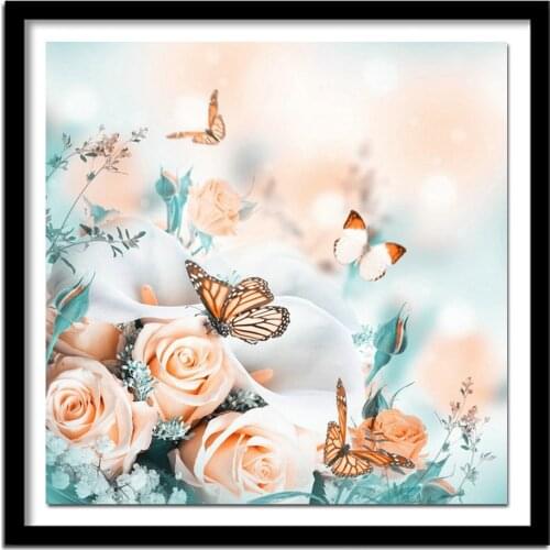 3D DIY Diamond Painting Cross Stitch Floral&Butterflies Crystal Needlework Diamond Embroidery Full Diamond Decorative