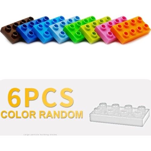 6pcs 2x4 dots thin Bricks original Big Particles Building Blocks accessory kid Gift DIY Toy supplement Compatible with Duplo Set