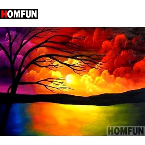 HOMFUN 5D DIY Diamond Painting Full Square/Round Drill "Tree scenery" 3D Embroidery Cross Stitch gift Home Decor A10024