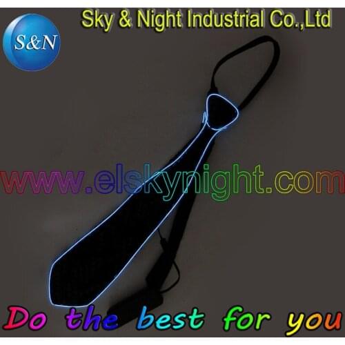 White colour Tie New Free Shipping Flexible Neon Light Glow EL tie for Parties with Different Colors to Choose