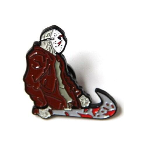 Horror Movie Friday the 13th Jason Voorhees Enamel Alloy Badge Brooch Pin Clothes Lapel Bags Backpack Hat Accessories Brooches