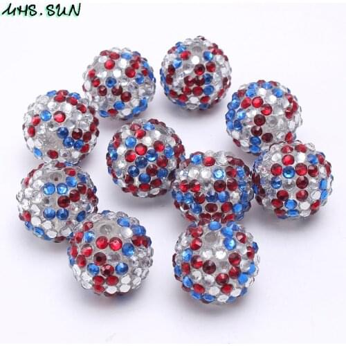 MHS.SUN 50pcs 18mm/20mm/22mm chunky rhinestone beads loose resin round beads ball beads for baby diy bracelet necklace making