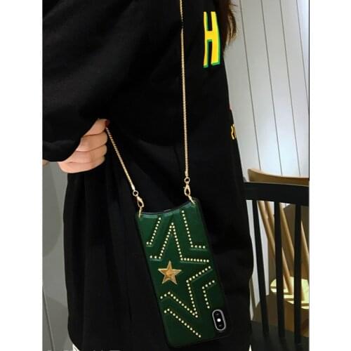Unique Star Girls Luxury Crossbody Cover Case with long strap Chain Necklace For iPhone 11 PRO XS MAX XR X 6S 6 7 8 plus Cover