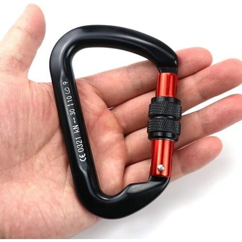 30kN D-Shape Carabiner Climbing Security Safety Buckle Screw Gates Master Lock Outdoor Rock Climbing Equipment 87g