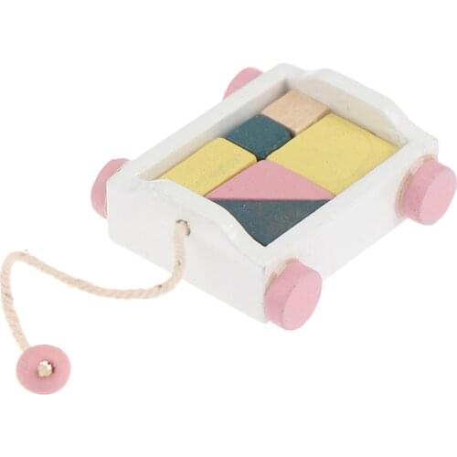 Wooden Carriages And Train Toy Set Model Doll Accessories Dollhouse Miniature Wooden Train Set Wooden Block Car Toys