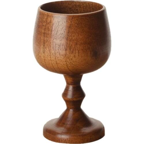 Wood Wooden Goblet Red Wine Cup Handmade Tea Cup Wedding Party Favor 13cm