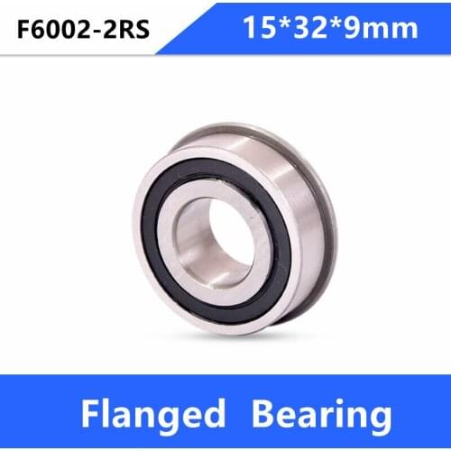 100pcs/lot flanged bearing F6002-2RS F6002RS F6002 2RS RS 15x32x9 mm flange deep groove ball bearings 15*32*9