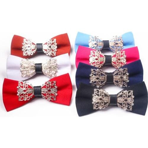GUSLESON Fashion Mens Solid Metal Core Cotton Bow Tie Noble Butterfly Cravat for Wedding Business Formal Leisure Gift BowTie