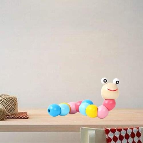 1Set Interactive Crawling Toy Creative Wooden Twisting Puzzle Block Toy Rainbow Stimulation Puzzle Game for Baby Infant