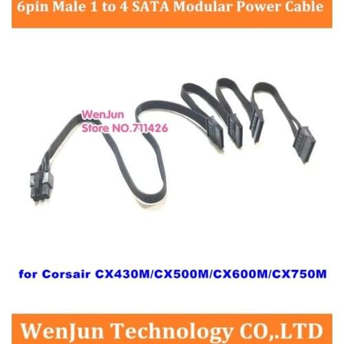 PCI-E 6Pin to 4 SATA / 10 SATA 15Pin Power Supply Cable 15P Multiplier for Corsair CX430M/CX500M/CX550M/CX600M/CX750M series