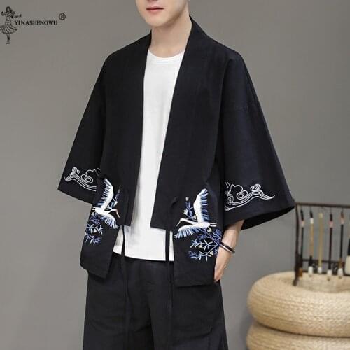 Yukata Men Kimono Cardigan Men Japanese Kimonos Top Coat Kimono Cosplay Costume Print Asian Clothes Summer Beach Casual Shirts