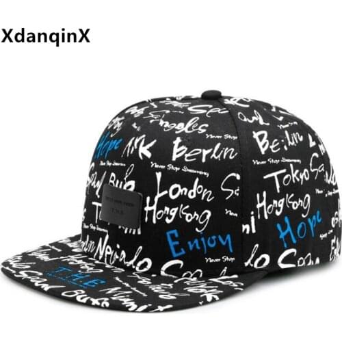 XdanqinX personality hip hop caps for men women flat brim hat adjustable size casual sports cap street dance letter print hats