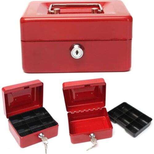 Practical Mini Petty Cash Money Box Stainless Steel Security Lock Lockable Safe Small Fit for House Decoration 3 Size