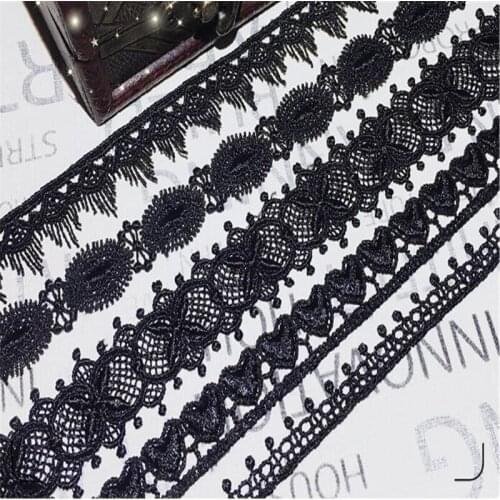 Lace embroidery diy water soluble black lace trim