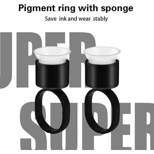 KZBOY 100 PCS/Box New Microblading Ink Ring Cup Ink Cup with Sponge for Tattoo Supplies Pigment Holder
