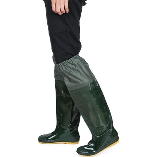 High-Jump Lightweight PVC Fishing Waders 360% Rotated Soft Sole Fishing Boot Unisex Elastic Belt PVC Overknee Waders for Fishing
