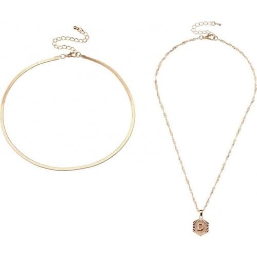 50%HOT Women Fashion Alloy Angel Letter Pendant Two-layer Chain Necklace Jewelry Gift