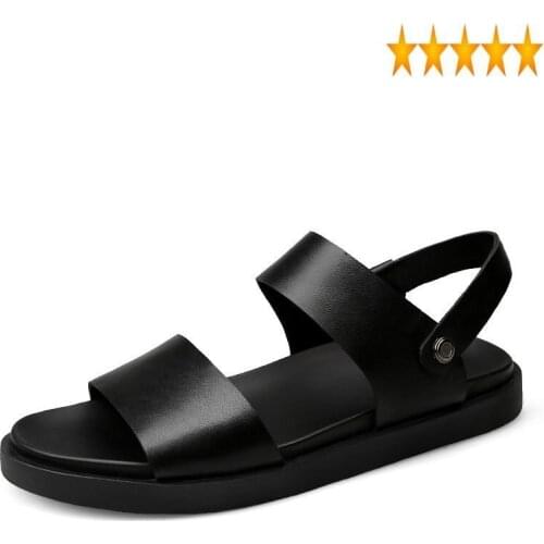On Black Men Sandals Slip Slippers 2021 Summer Beach Flip Flops Famous Brand Street Leather Casual Shoes Plus Size 45