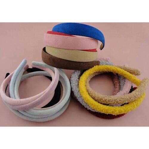 2PCS 1.2cm/1.5cm/2.5cm/3.0cm Velvet fabric Covered Plain Plastic Hair hoops Headbands for womens girls hairbands wholesales