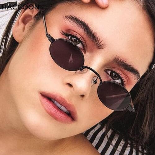 Fashion Retro Small Oval Sunglasses Women Unisex Metal Frame 2021 Vintage Brand Designer Color Lenses Round Sun Glasses Uv400