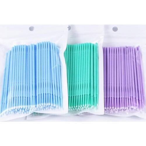 100Pcs Disposable Micro Eyelash Extension Applicator Mascara Brush Stick Swabs