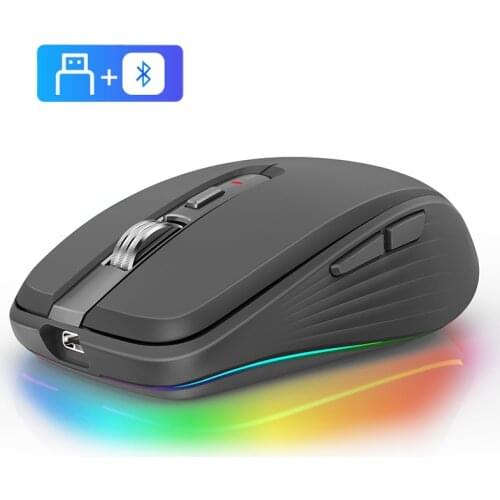 M303 Wireless Mouse Type-C Bluetooth&2.4G Dual Mode Rechargeable RGB Mouse with USB Receiver 4 Level DPI Adjustable Volume