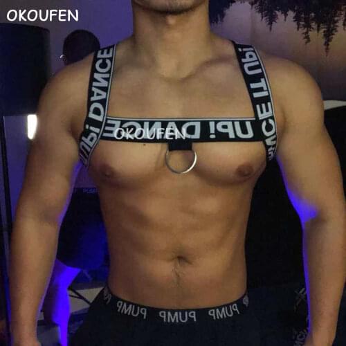 Original design men danceitup letter chest straps back shoulder strap harness Songkran festival party accessory