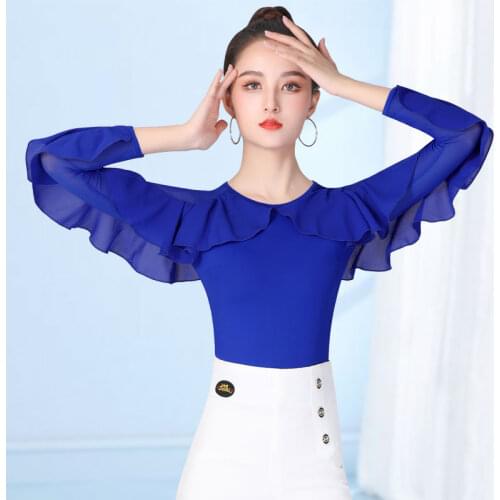 Excellent Quality Latin Dance Shirt Female Sexy Performance Dancing top Ballroom Cha Cha Samba Practice Dance Clothes