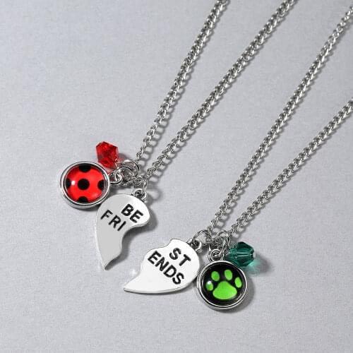 New 2021 Ladybug Necklace Kid Crystal Pendant Chain Name Trendy Jewelry Cute Bears Paw Heart Necklaces Women Gift