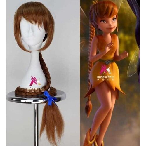 New Peter Pan Fawn Cosplay Wig 2019 Film Tinker Bell and the Pirate Fairy Long Braids Synthetic Hair for Adult +wig cap