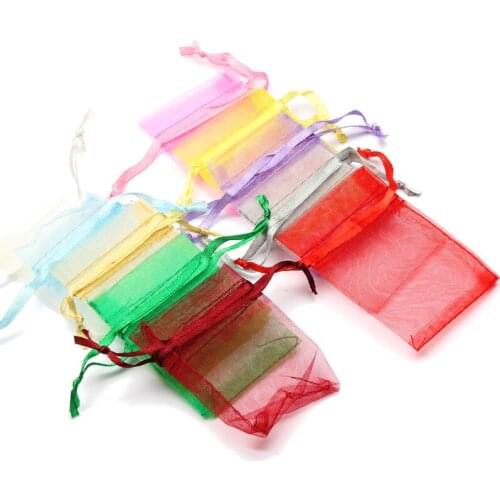 50Pcs/Lot 9x12cm Organza Gift Bags Jewelry Packaging Candy Wedding Party Goodie Packing Favors Pouches Drawable Bags Wholesale