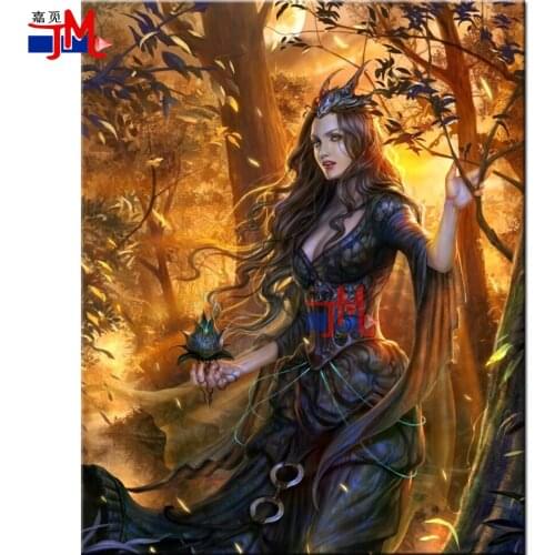 Full Square/Round Diamond Painting Anime Dark Fairy Woman Kit 5D DIY Diamond Embroidery Mosaic Leaves Cross Stitch Home Decor
